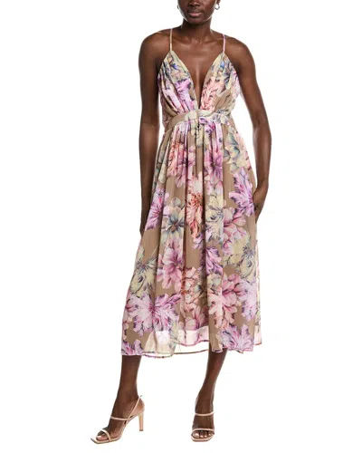 Marion Empire Waist Cross Back Midi Dress In Brown