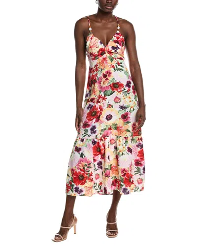 Marion Floral Cross Back Beaded Dress In Multi