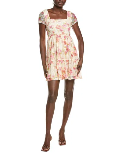 Marion Floral Print Crochet Baby Doll Dress In Multi