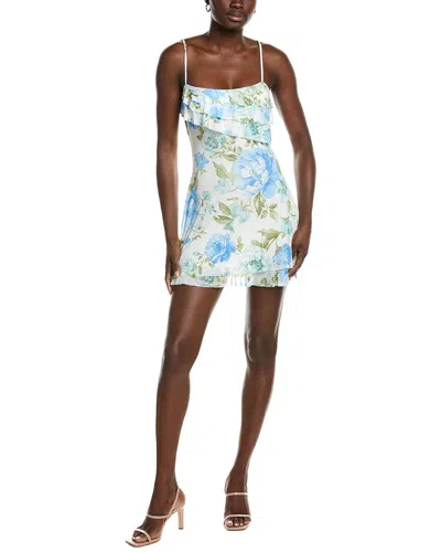 Marion Floral Print Mesh Mini Dress In White