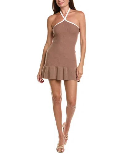 Marion Flounced Ruffle Hem Sweater Dress In Brown