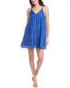 Marion Grid Shift Dress In Blue