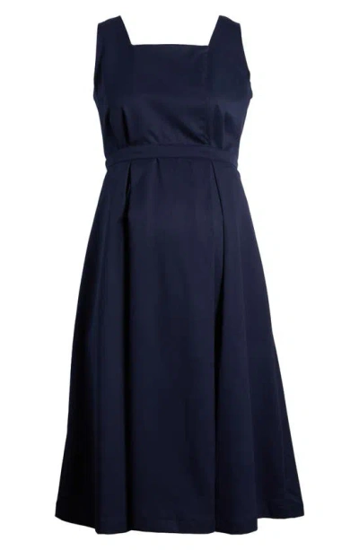 Marion Into The Blue Sleeveless Maternity/nursing Dress In Navy Blue