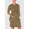 Marion Knee Length Olive Green Maternity Sweater Dress In Green