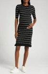 Marion Stripe Maternity Sweater Dress In Black