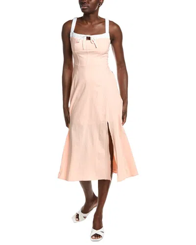 Marion Lace Slitted Mid Dress In Pink