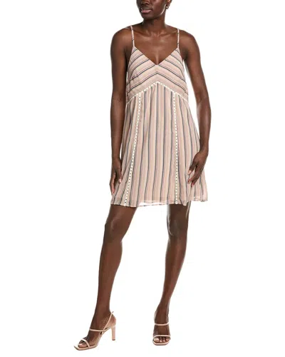 Marion Lace Trim Stripe V-neck Dress In Neutral