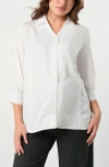 Marion Three-quarter Sleeve Twill Maternity Button-up Top
