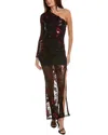 Marion One-shoulder Sequin Maxi Dress In Black