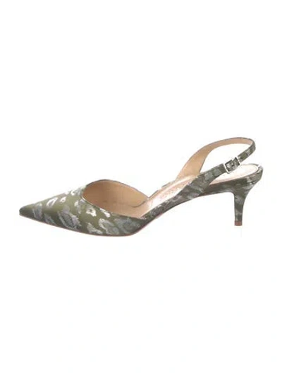 Pre-owned Marion Parke Animal Print Slingback Pumps In Metallic/silver