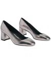 Marion Parke Block Heel Pump Leather Pump In Silver