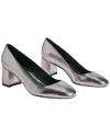 Marion Parke Block Heel Pump Leather Pump In Silver
