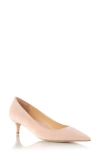 Marion Parke Classic Pointed Toe Kitten Heel Pump In Powder