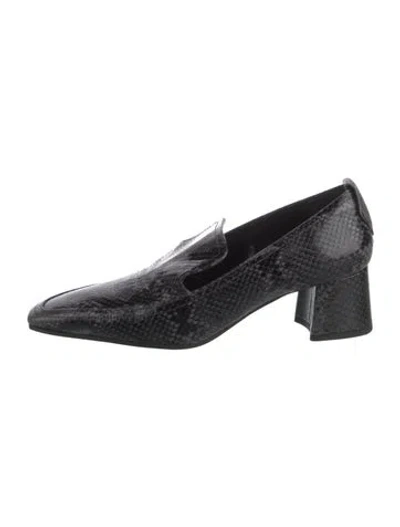 Pre-owned Marion Parke Embossed Leather Animal Print Pumps In Gray