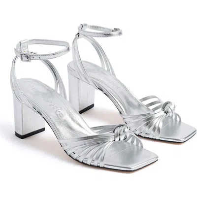 Marion Parke Faye Ankle Strap Sandal In Silver Metallic