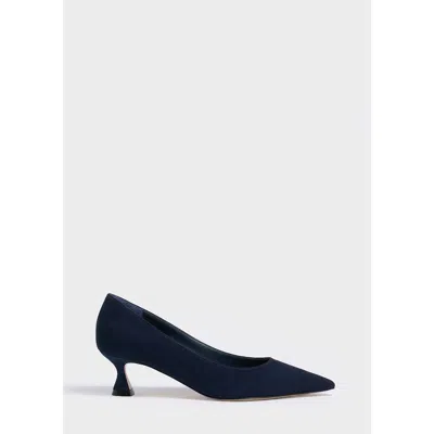 Marion Parke Flared Kitten Heel Pump | Suede In Blue