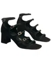 Marion Parke Francine Block Suede Sandal In Black