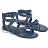 Marion Parke Geri Strappy Sandal In Navy Washed Denim