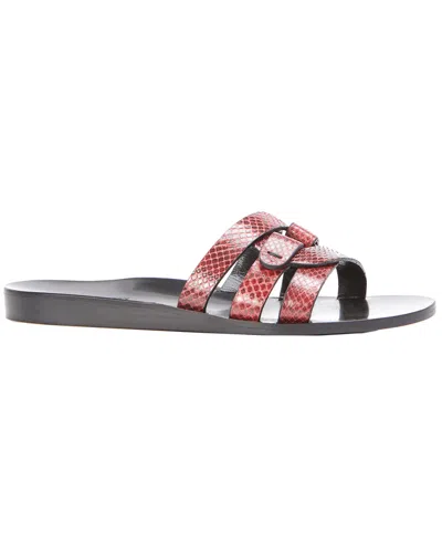 Marion Parke Jenny Leather Slide Sandal In Red