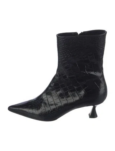 Pre-owned Marion Parke Leather Animal Print Boots In Black