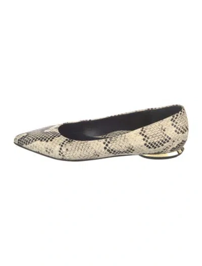 Pre-owned Marion Parke Leather Animal Print Flats In Neutrals