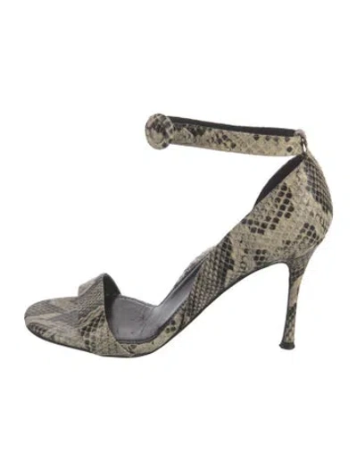 Pre-owned Marion Parke Leather Animal Print Sandals In Neutrals