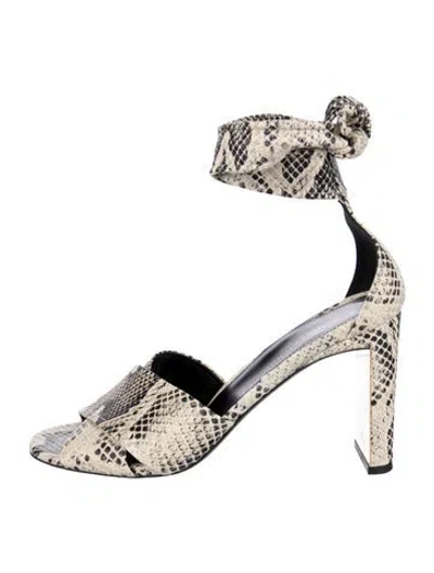 Pre-owned Marion Parke Leather Animal Print Sandals In Neutrals