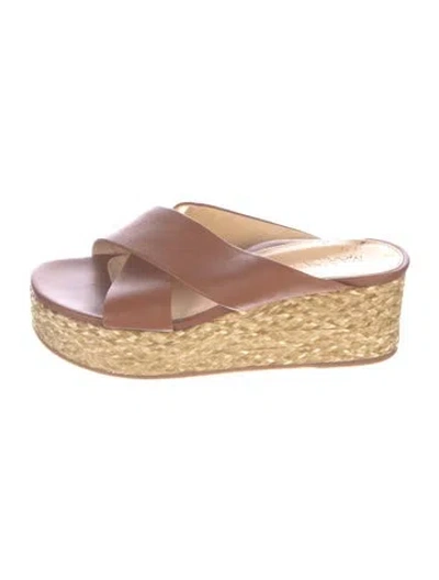 Pre-owned Marion Parke Leather Espadrilles In Brown