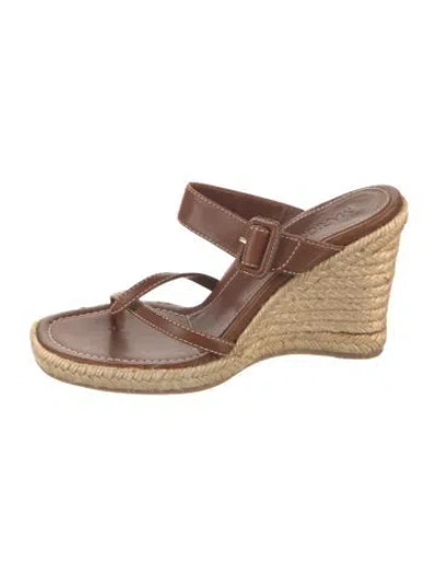 Pre-owned Marion Parke Leather Espadrilles In Brown
