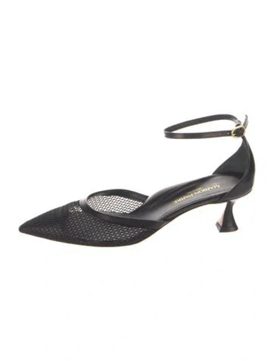 Pre-owned Marion Parke Leather Leather Trim Embellishment Pumps In Black