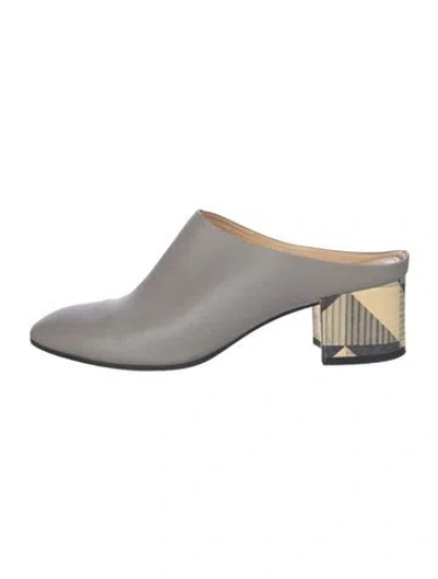 Pre-owned Marion Parke Leather Mules In Gray