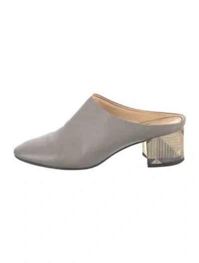 Pre-owned Marion Parke Leather Mules In Gray