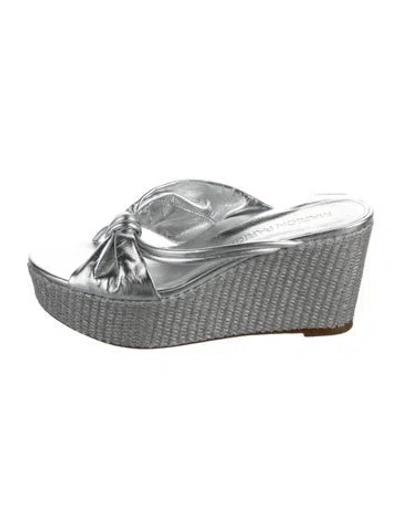 Pre-owned Marion Parke Leather Mules In Silver