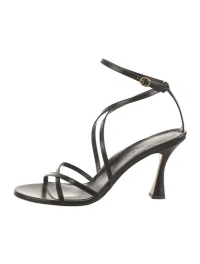 Pre-owned Marion Parke Leather Sandals In Black