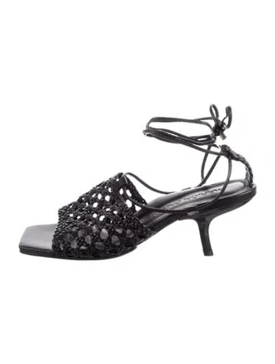 Pre-owned Marion Parke Leather Sandals In Black
