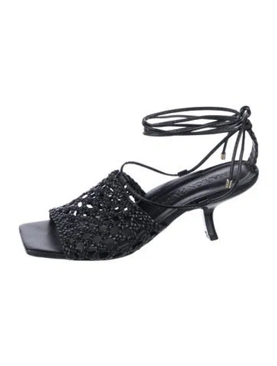 Pre-owned Marion Parke Leather Sandals In Black/blue
