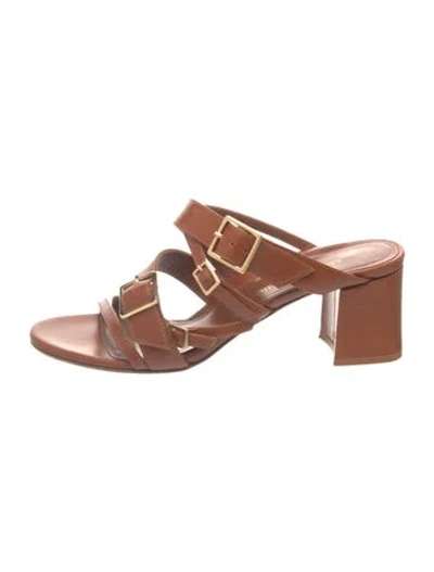 Pre-owned Marion Parke Leather Sandals In Brown