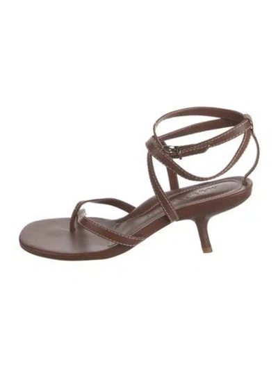 Pre-owned Marion Parke Leather Sandals In Brown