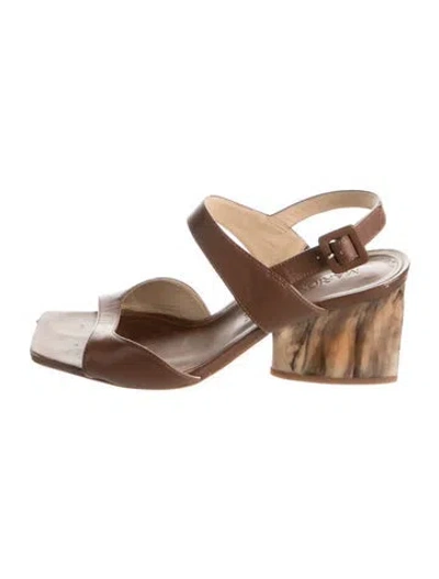 Pre-owned Marion Parke Leather Sandals In Brown/neutrals