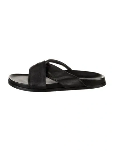 Pre-owned Marion Parke Leather Slides In Black