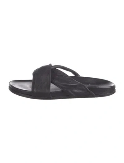 Pre-owned Marion Parke Leather Slides In Black