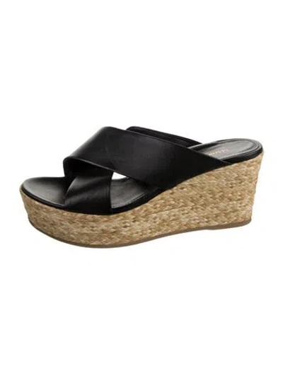 Pre-owned Marion Parke Leather Slides In Black