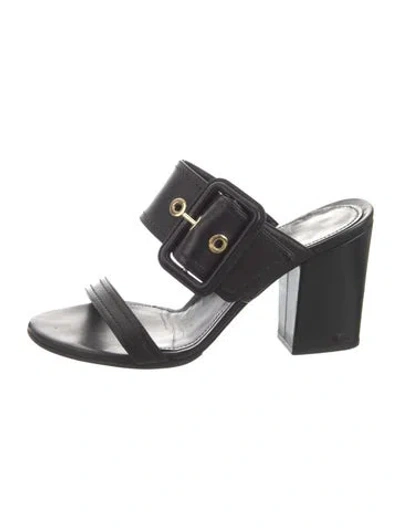 Pre-owned Marion Parke Leather Slides In Black