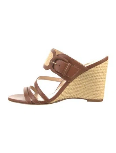 Pre-owned Marion Parke Leather Slides In Brown