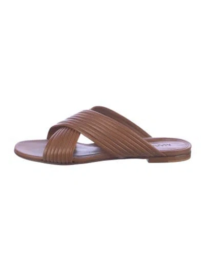 Pre-owned Marion Parke Leather Slides In Brown