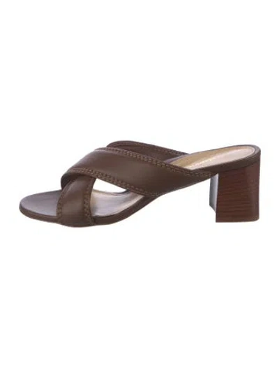 Pre-owned Marion Parke Leather Slides In Brown