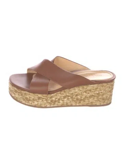 Pre-owned Marion Parke Leather Slides In Brown