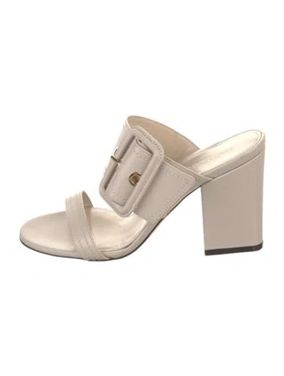 Pre-owned Marion Parke Leather Slides In Neutral
