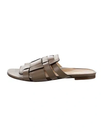 Pre-owned Marion Parke Leather Slides In Neutral
