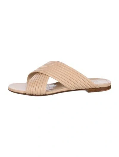 Pre-owned Marion Parke Leather Slides In Neutral